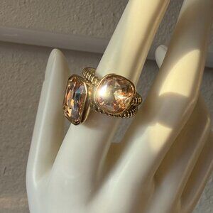 New Set of 2 Heidi Daus "Ring It Up" Champagne Color Crystal Stack Rings